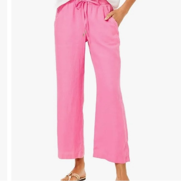 BRAWLEY LINEN CROP PANT, RESORT WHITE LOVELY LONG STEMS